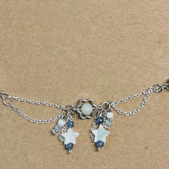 HANDMADE! Blue sliver and white necklace - Picture 2 of 2